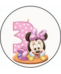 CIALDA in ostia 3 COMPLEANNO MINNIE Baby per DECORAZIONE TORTA